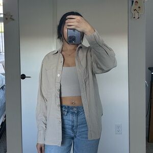 Abercrombie & Fitch Women's Tan Button Down Shirt